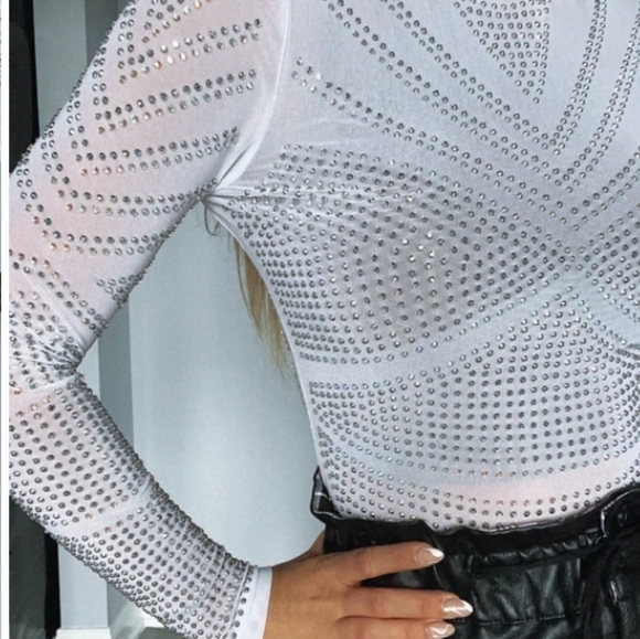 Embellished Mesh Bodysuit - Picture 1 of 5